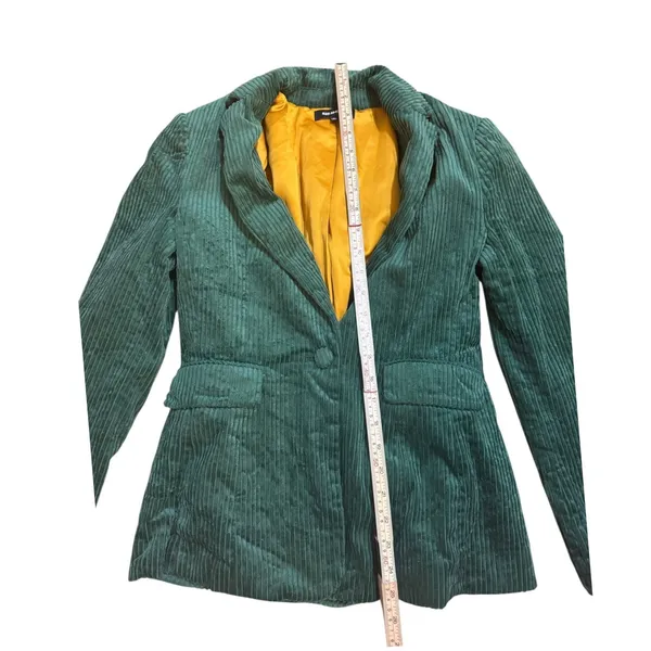 525 AMERICA Green Corduroy Blazer Jacket‎ Mustard Yellow Lined XS - Image 5
