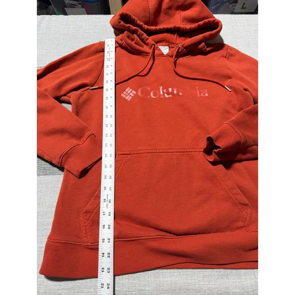 Columbia Womens Logo Hoodie‎ Sweatshirt Burnt Orange Size Medium Pullover Fleece - Image 2