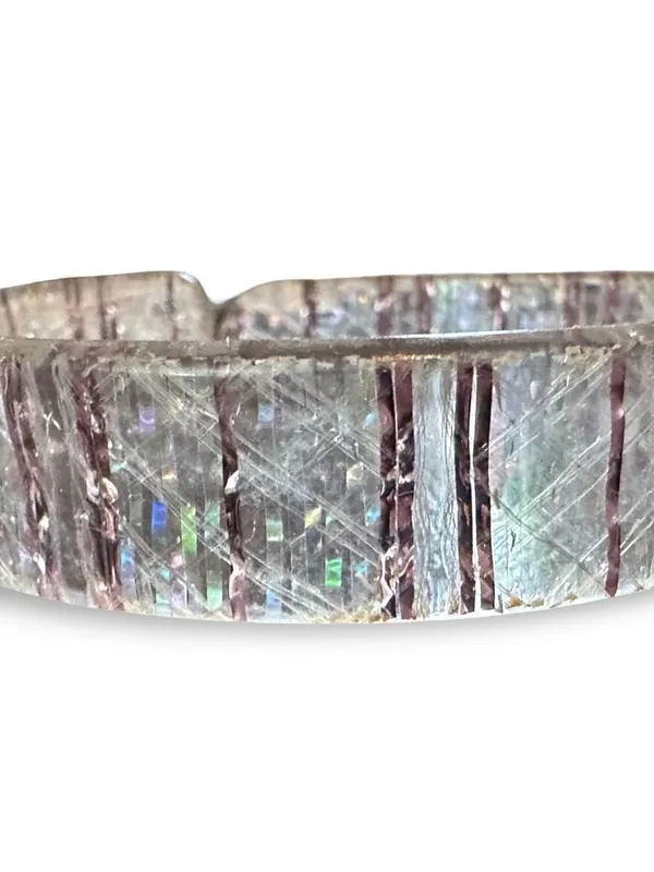 Unique Vintage Iridescent Clear and Lavender Lucite Bangle/Cuff Bracelet - Image 4