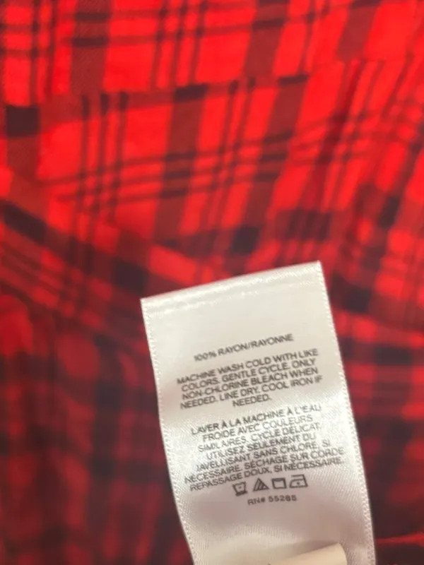Express red and black plaid wrap style dress size small - Image 6