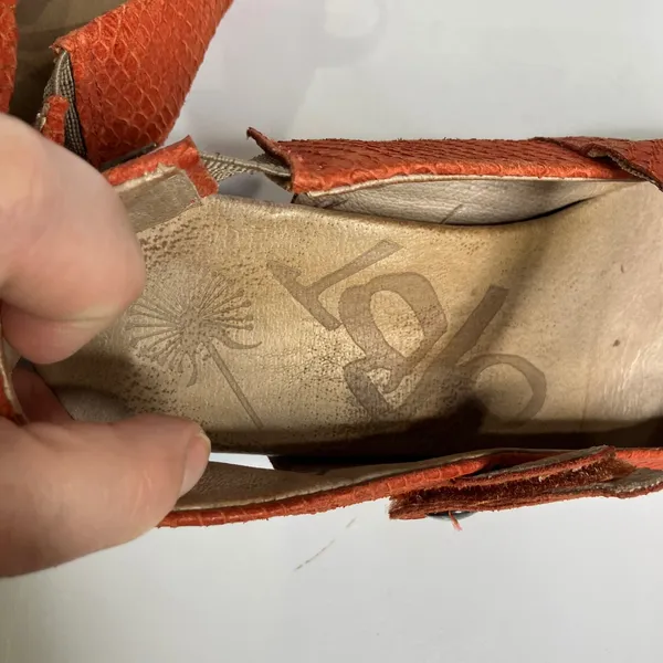 OTBT Springfield wedge sling back clog orange textured‎ leather women's size 8.5 - Image 6