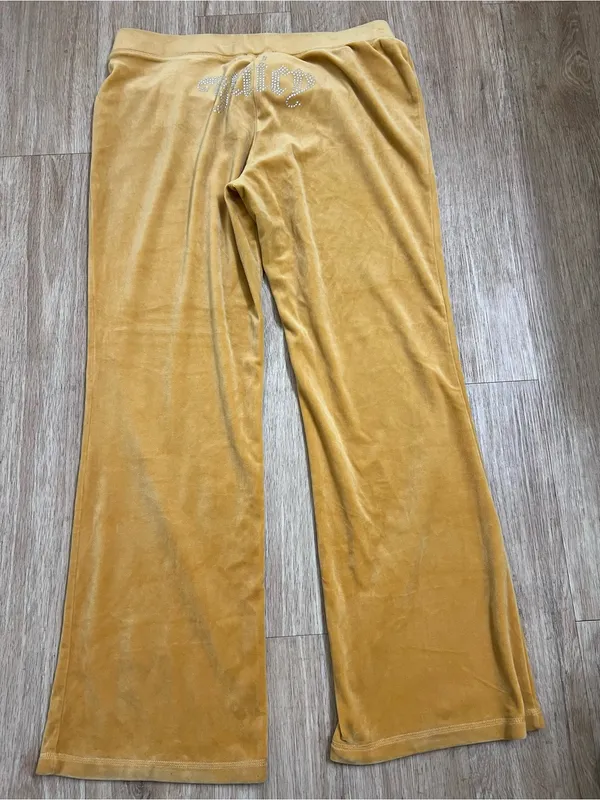 Juicy Couture Mustard Yellow Velour Wide-Leg - Image 2