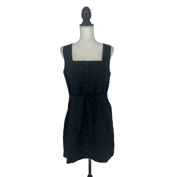 Faithfull The Brand Marinia Linen Mini Dress Black NWT Size‎ Large - Image 3