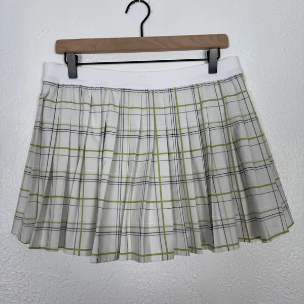 Lululemon High Rise Pleated Tennis Skirt Match Plaid Mini White Multi Size 12 - Image 4