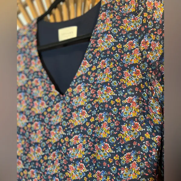Sézane Penelope Silk Floral Mini Dress in Ochre V-Neck LS Cottagecore French XS - Image 8