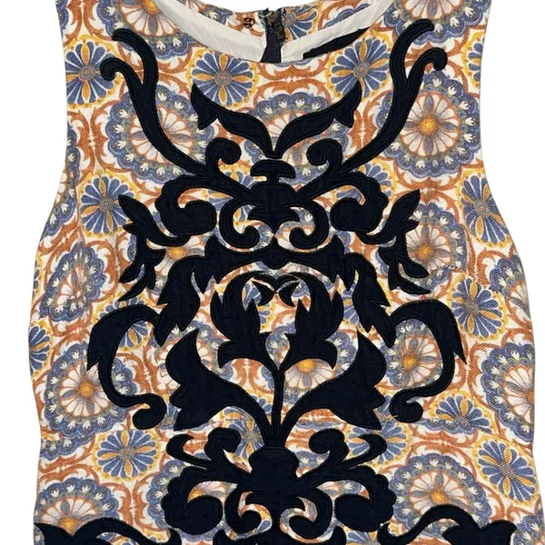 Vanessa Virginia Anthropology Embroidered‎ Linen Owen Floral Shift Dress 6P - Image 3