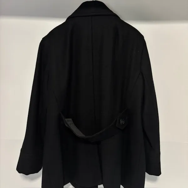 Ann Taylor Anne Klein Black Wool Pea Coat Double-Breasted XL Button Front Notch Lapel Urban - Image 5