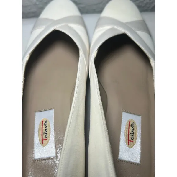 Talbots Block‎ 1.75" Heel Pumps Criss Cross Straps Classic Shoes 7.5N Cream - Image 7