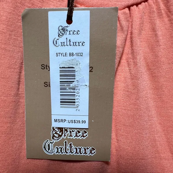 Free Culture Orange Studded Sequin Ruched Tank‎ Top Smocked Hem NWT Womens Small - Image 2