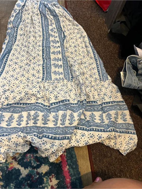 Zara blue and white printed midi dress - Image 5