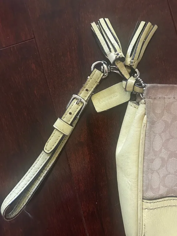 Coach Signature Clutch/Wristlet Yellow/Tan Canvas With Leather Trim - Image 3