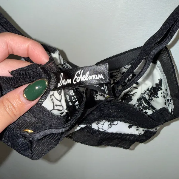 NWT $20 Sam Edelman Black & White Floral Mesh Pullover Microfiber Bralette S - Image 5