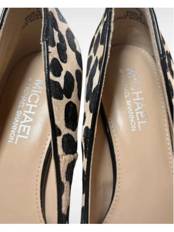 Women's Michael Shannon Leopard Print Heels Size 8 Beige Black - Image 6