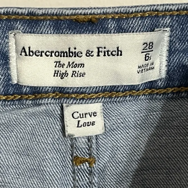Abercrombie Fitch The Mom High Rise Jeans‎ Curve Love 28 6S Distressed - Image 9