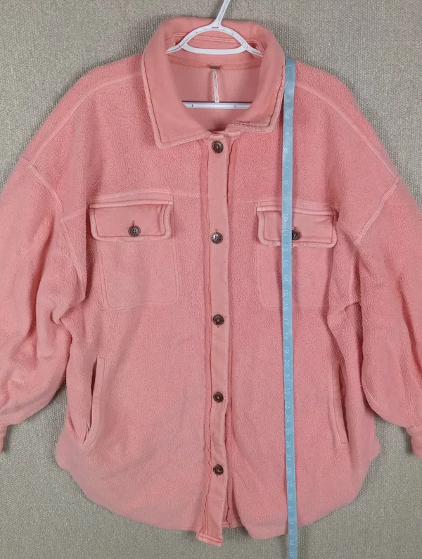 Free People Pink Fleece Shacket - Image 9