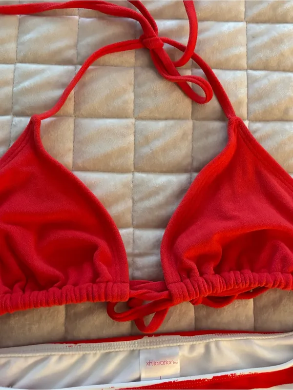 Xhilaration Bright Red White Bikini Swimsuit Women’s Size L - Image 2