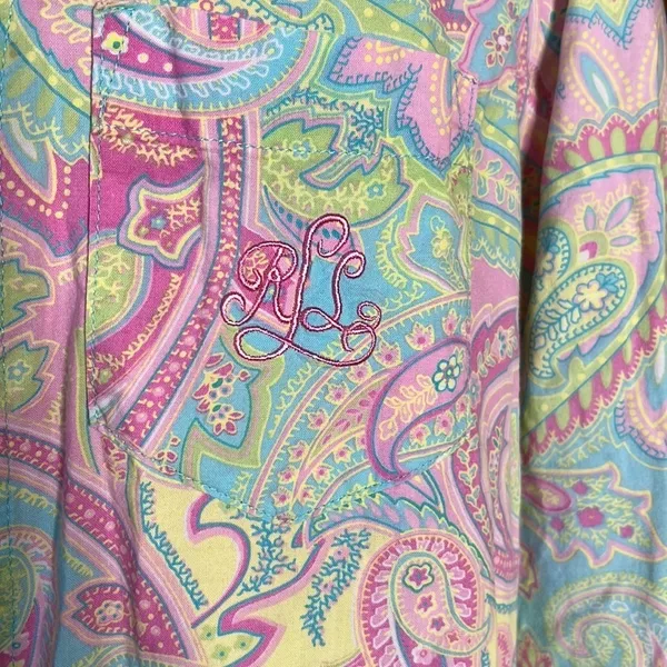 Lauren Ralph Lauren Sleep Shirt Pink Pastel Paisley Long Sleeve Size Small - Image 3