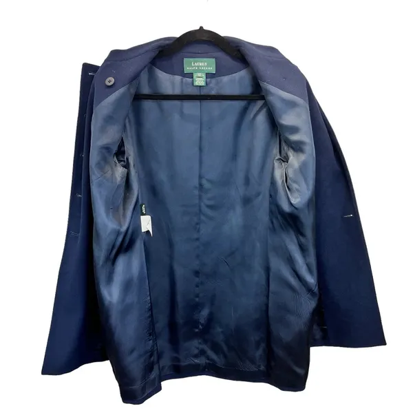 Lauren Ralph Lauren Blazer Outerwear Double Breasted Wool‎ Blend Navy Blue 10 - Image 6