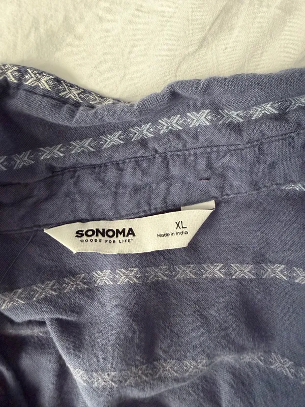 Sonoma Everyday Button Shirt Blue Striped XL - Image 2