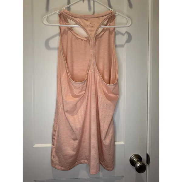 Athleta Racerback Top Women’s Large L Striped Peach pink Performance Yoga Gym - Image 3
