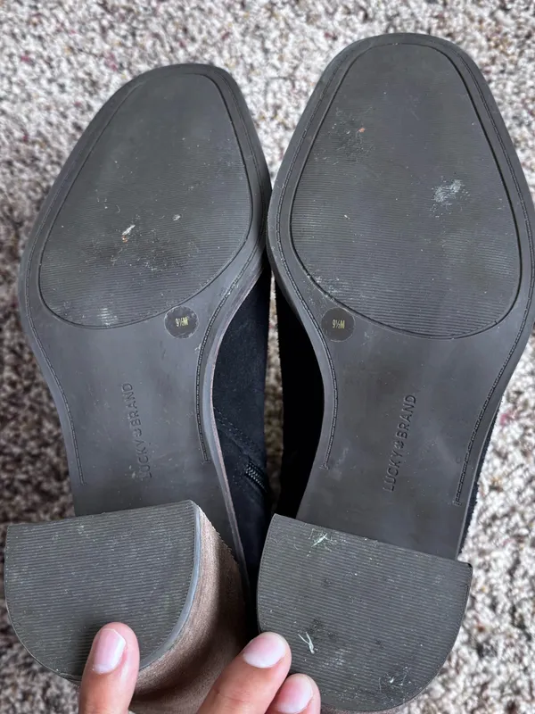 Lucky Brand Black Suede Ankle Booties with Block Heel - Image 6