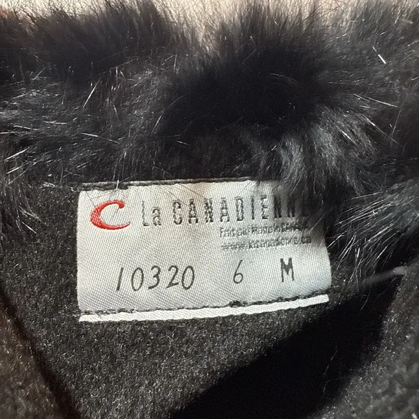 La Canadienne Black Suede Leather Real Fur Trim Wedge‎ Boots Size 6 $685 Canada - Image 9