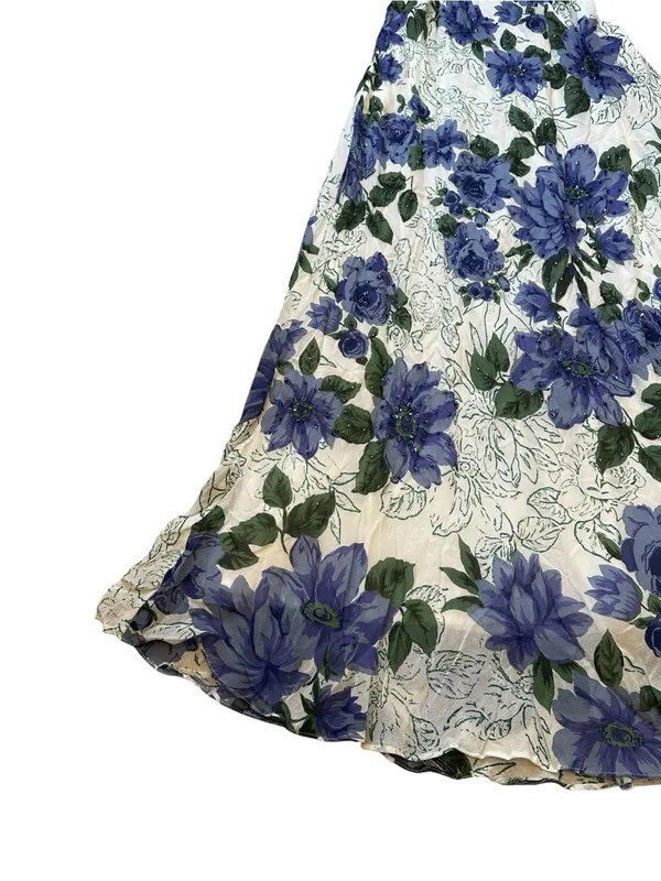 Vintage Floral Midi Dress Sequin Beaded 90s Y2K Feminine Cottagecore Party - Image 2