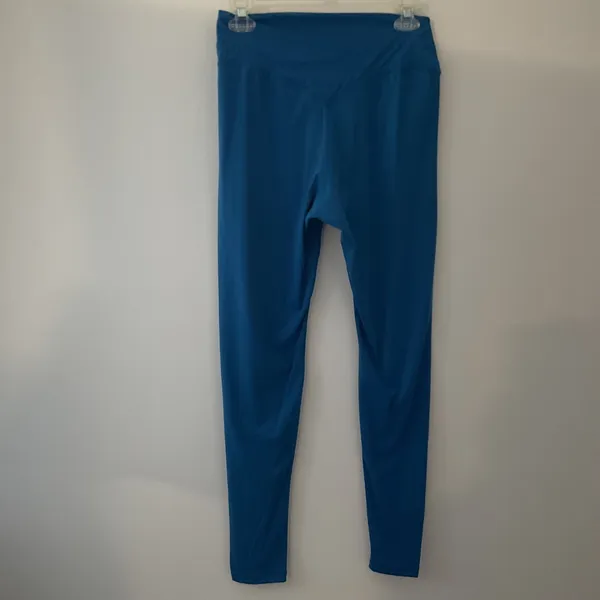 Sunzel Women Teal Blue High Waisted Leggings V-Back Seam Hidden Pocket Size L - Image 3