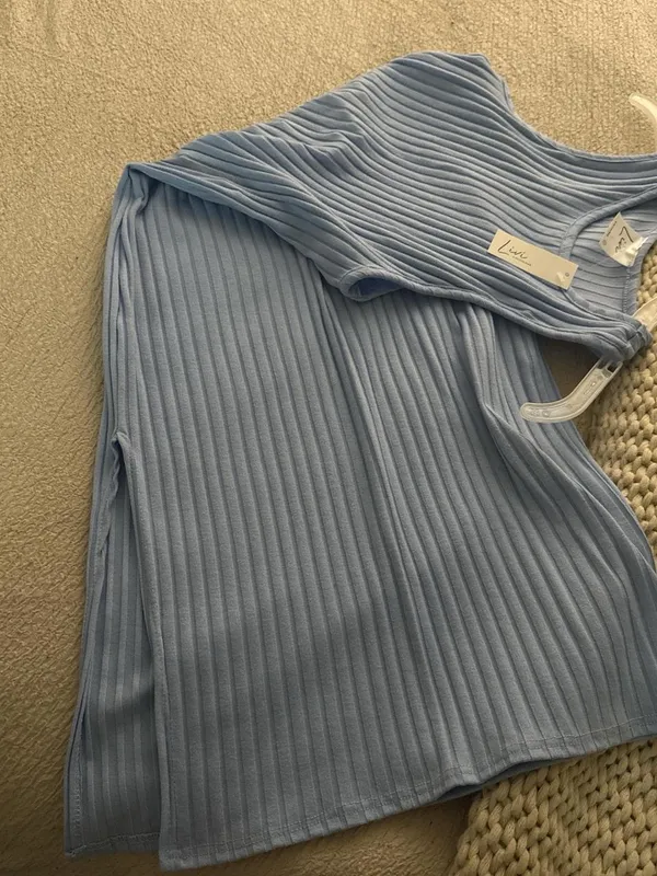 Ribbed Tank Midi Dress in Light Blue - Image 3