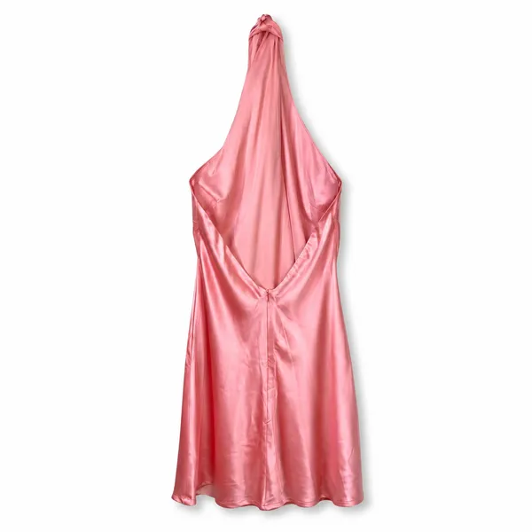 NEW Lulus Coral Pink Beyond Classy Sleek Satin Halter Open Back Chic Mini Dress - Image 8
