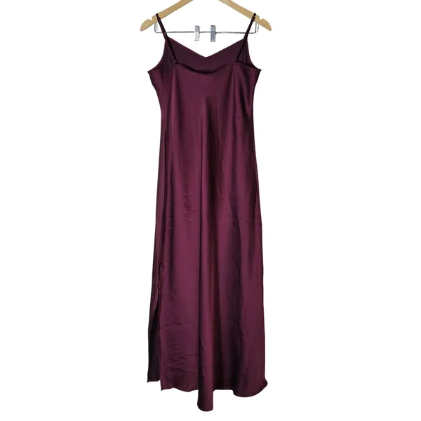 MSK Zinfandel Burgundy Satin Slip Maxi Dress Small 93347190AM Adjustable Straps - Image 4