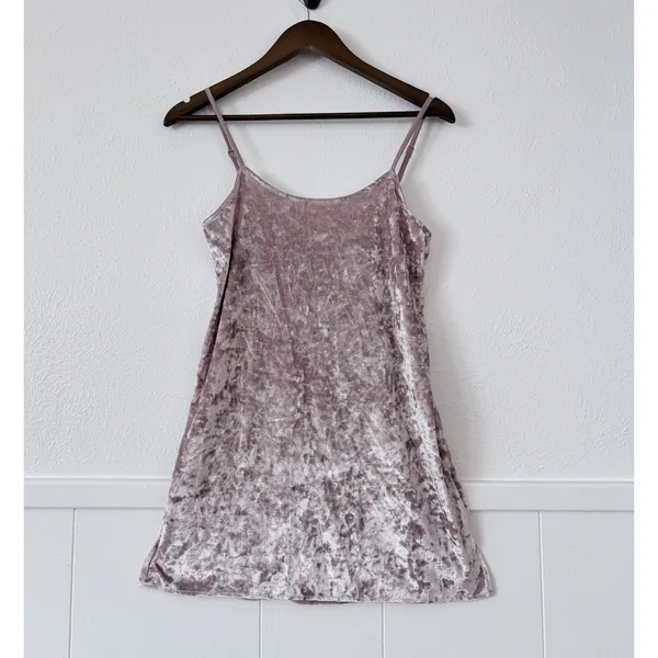 Show Me Your Mumu Velvet Slip Dress XS Dust Pink Y2K Mini Spaghetti Strap Soft - Image 3