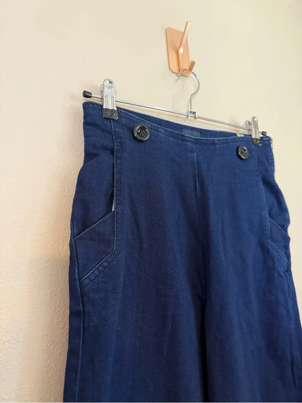 Anthropologie‎ Maeve Sailor Wide Leg Jeans Dark Wash Flare Size 27 Tall - Image 3