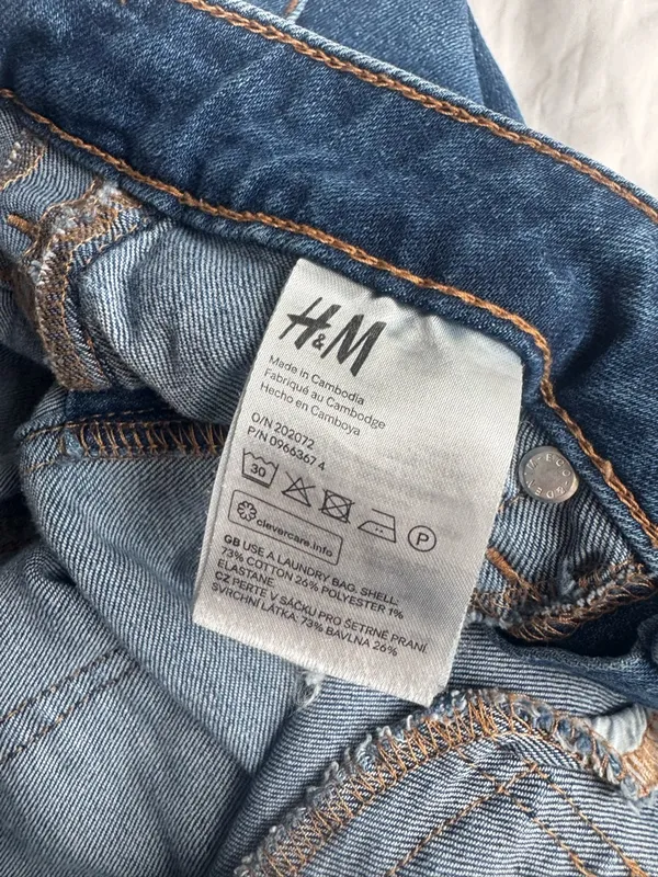 H&M Dark Blue Straight Leg Distressed Jeans - Image 4