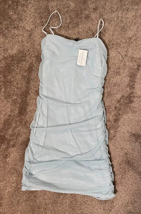 Windsor Blue Blush Silver Glitter Cocktail Dress - Image 2