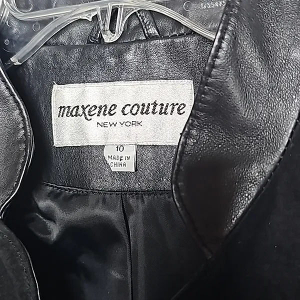 Vintage Maxen Couture RARE 100% leather rhinestone black western jacket sz 10 - Image 6