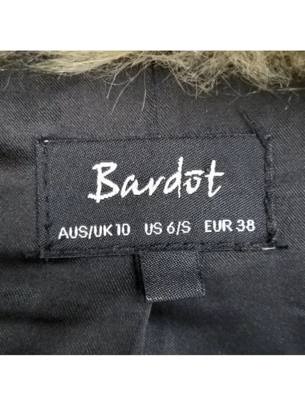 Bardot Womens Faux Fur Leather Long Sleeves Jacket Coat Black Tan Size 6 - Image 10