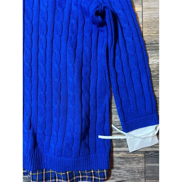 NWT Francesca's Audrey Parks Sweater Dress Shirt Combo Blue Cable Knit Medium‎ - Image 10
