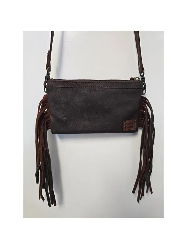 American Darling Western Crossbody Purse Red Cowhair Leather Fringe Aztec Girl - Image 6