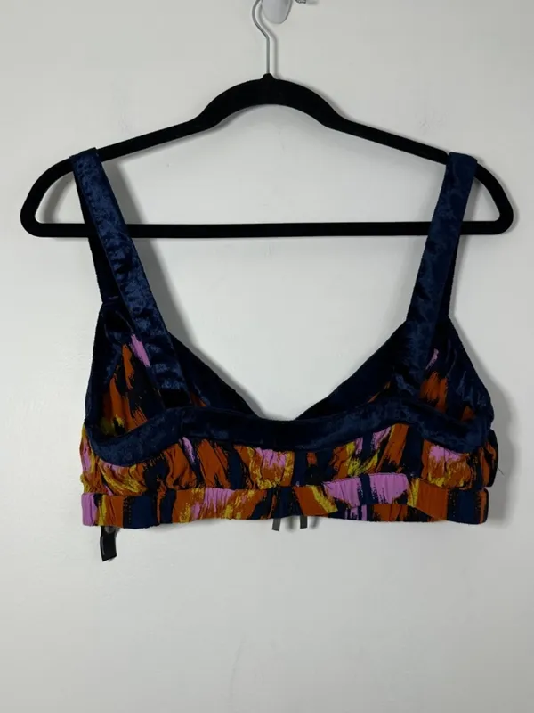 Anthropologie Womens Medium Multi-Textured Bralette Crop Top Boho Abstract Print - Image 2