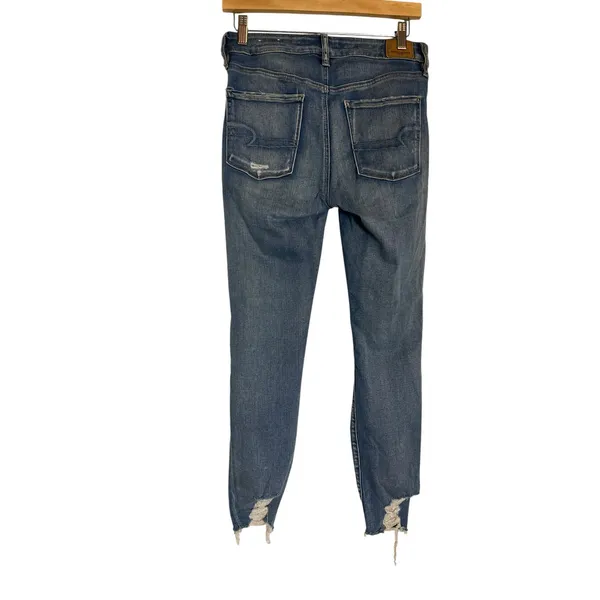 American Eagle Super Stretch Mid Rise Distressed Ripped Skinny Jeans Size 8 - Image 5