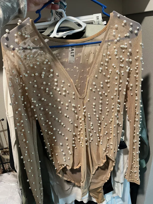 Salt Nude Sheer Pearl Bodysuit - Image 2