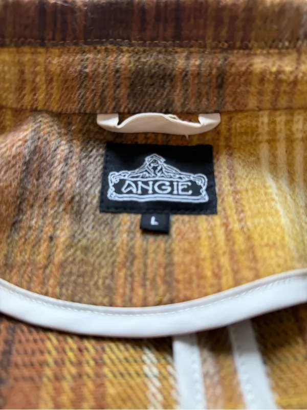 Angie Yellow and Brown Plaid Trench Coat - Image 3