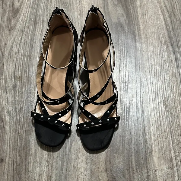 Chic Black Studded Women's Heels Size 10 - Image 2