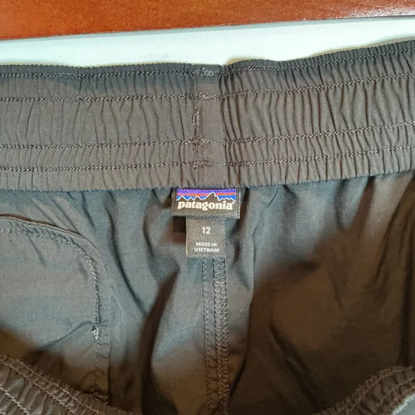 Patagonia Baggies Shorts Black Nylon Elastic Waist Hiking Water Size 12 Womens - Image 4