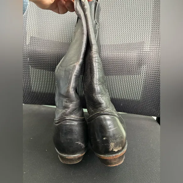 Tony Lama Black Leather Cowboy Boots Style 1016 Sz 6.5 Note All Photos - Image 4