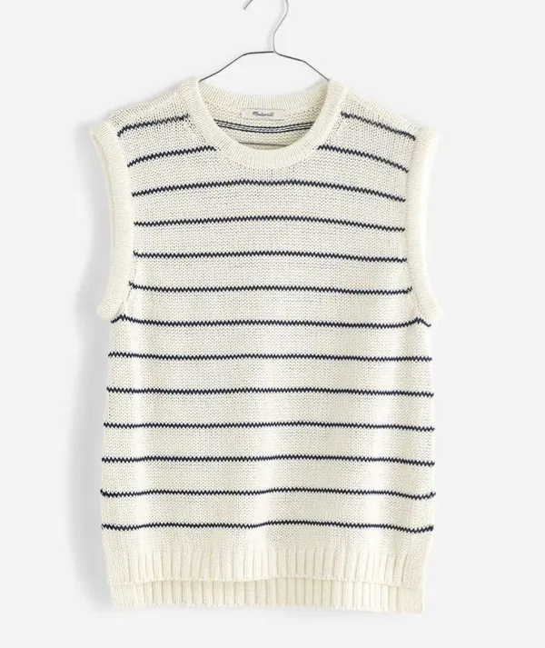 Madewell Puff-Trim Sweater Vest in Stripe - Image 4