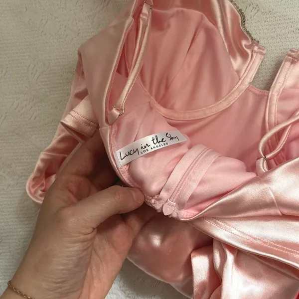 Pink Satin Lucy in the Sky Dress - Image 5