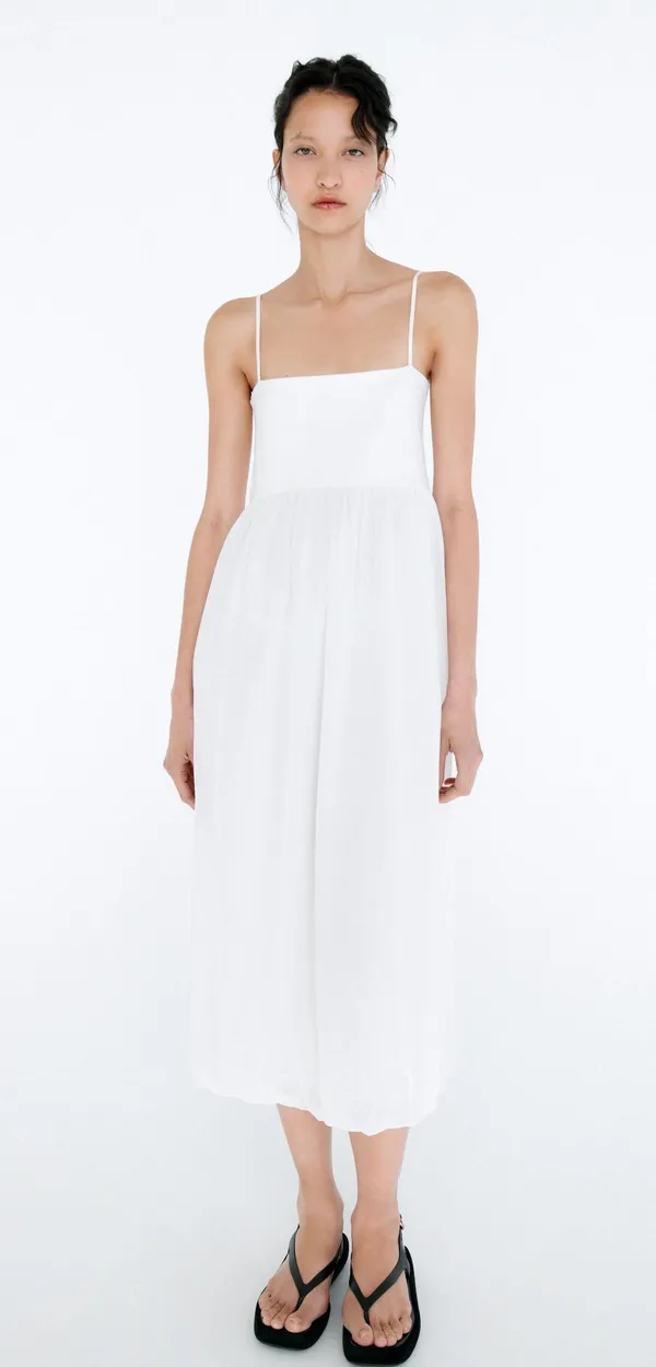 Zara NWT White Combination MIDI DRESS. Size Large. - Image 9
