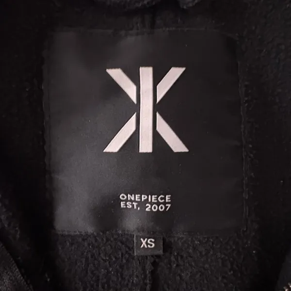 Onepiece Black Hooded Jumpsuit with Logo Patch‎ Size XS EUC - Image 5